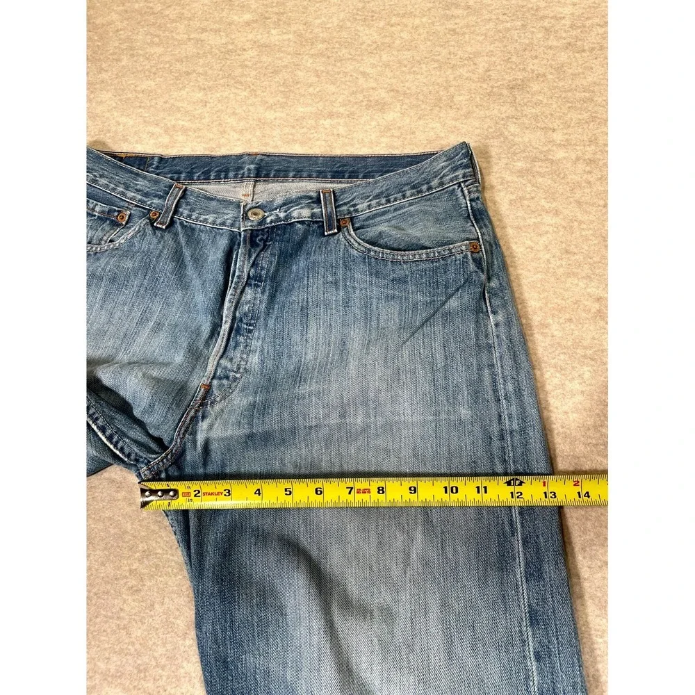 Levis 501 Original Fit Jeans Mens 36x34‎ Blue Cotton Denim Straight Leg Logo